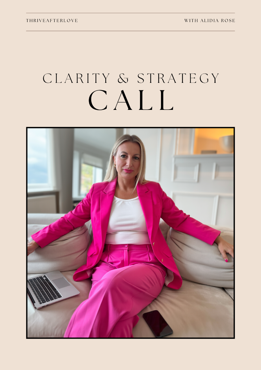 Alidia Rose offering a Clarity & Strategy Call for breakup and divorce coaching — expert support to help women and men rebuild after heartbreak and move forward with confidence.